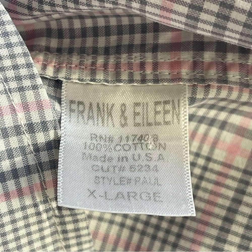 Frank & Eileen Paul Long Sleeve Button Down Pink Gray Plaid Shirt Size X-Large - Picture 10 of 11
